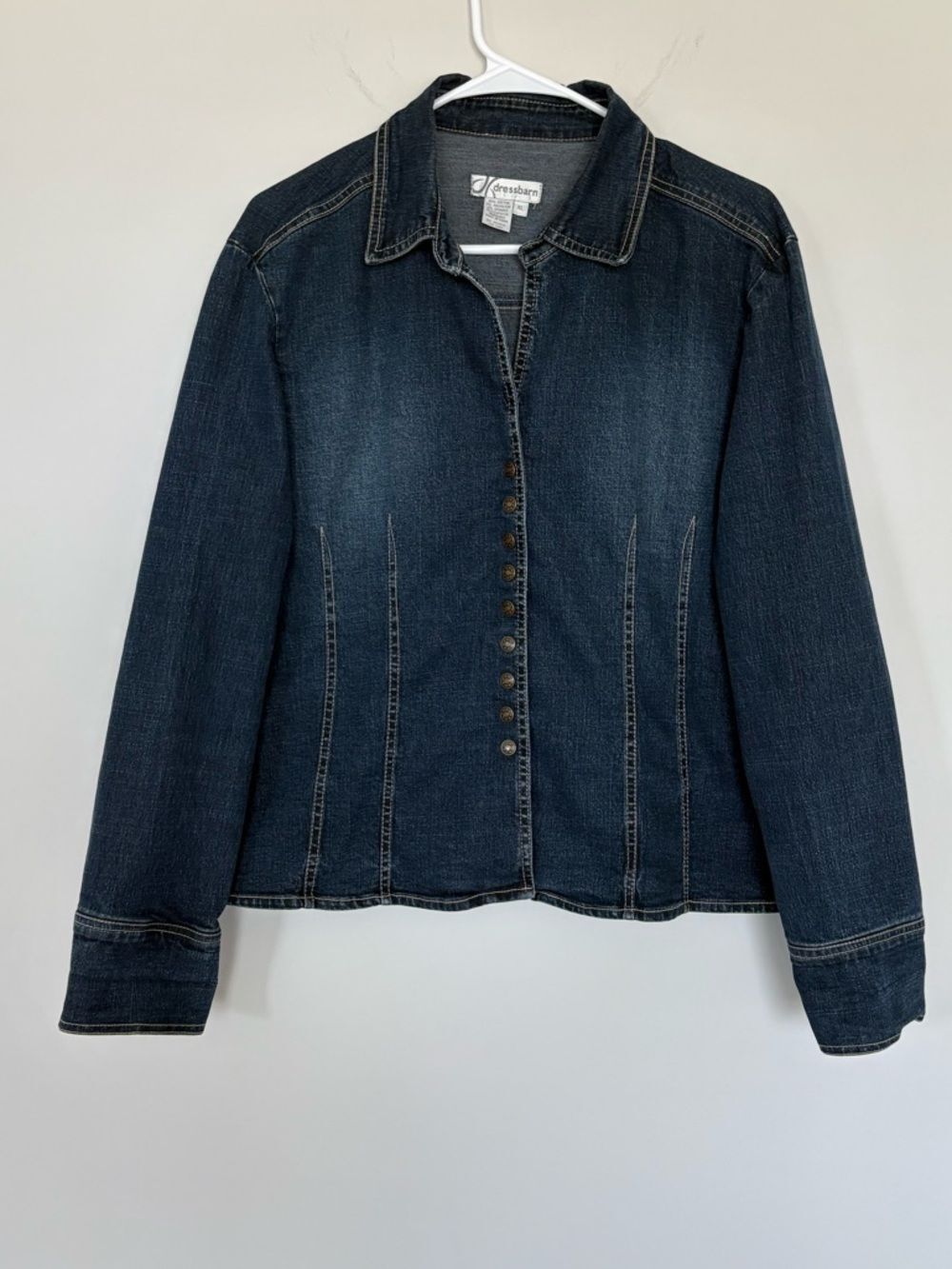 Dress Barn Western XL Top long sleeve Snap  V-neck Collared Denim Jacket